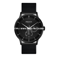 Simple dial two small eyes mesh watch P9517M