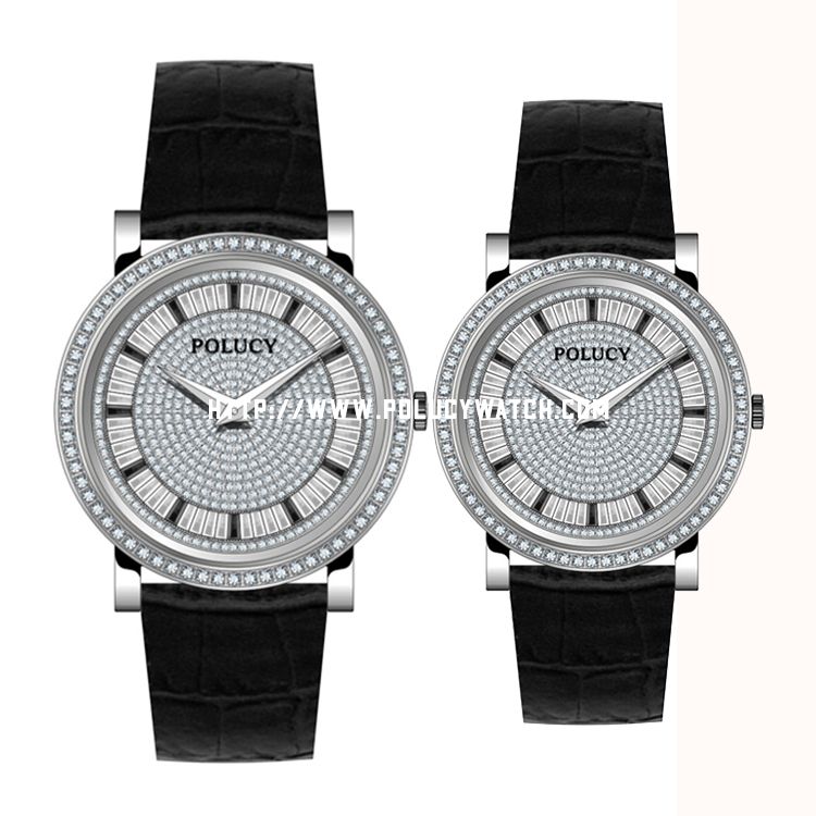 Diamond Couple Leather Watch 61132ML